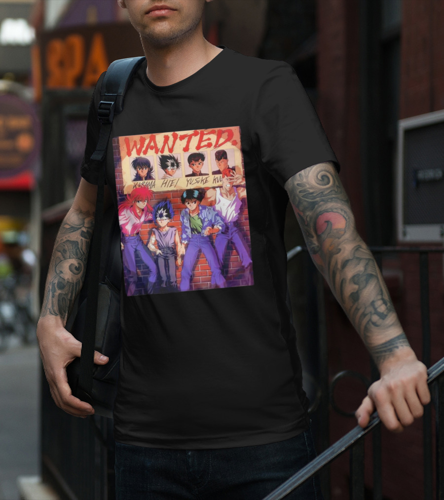 Yu Yu Hakusho 1992 Wanted Kurama Hiei Yusuke Kuwabara T-Shirt