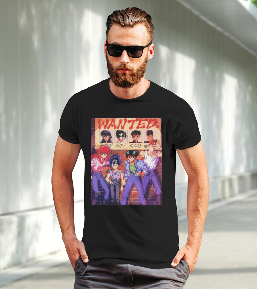 Yu Yu Hakusho 1992 Wanted Kurama Hiei Yusuke Kuwabara T-Shirt