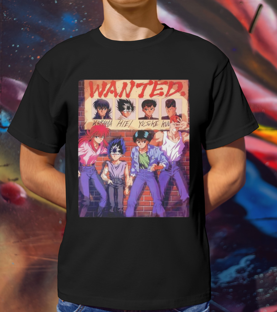 Yu Yu Hakusho 1992 Wanted Kurama Hiei Yusuke Kuwabara T-Shirt