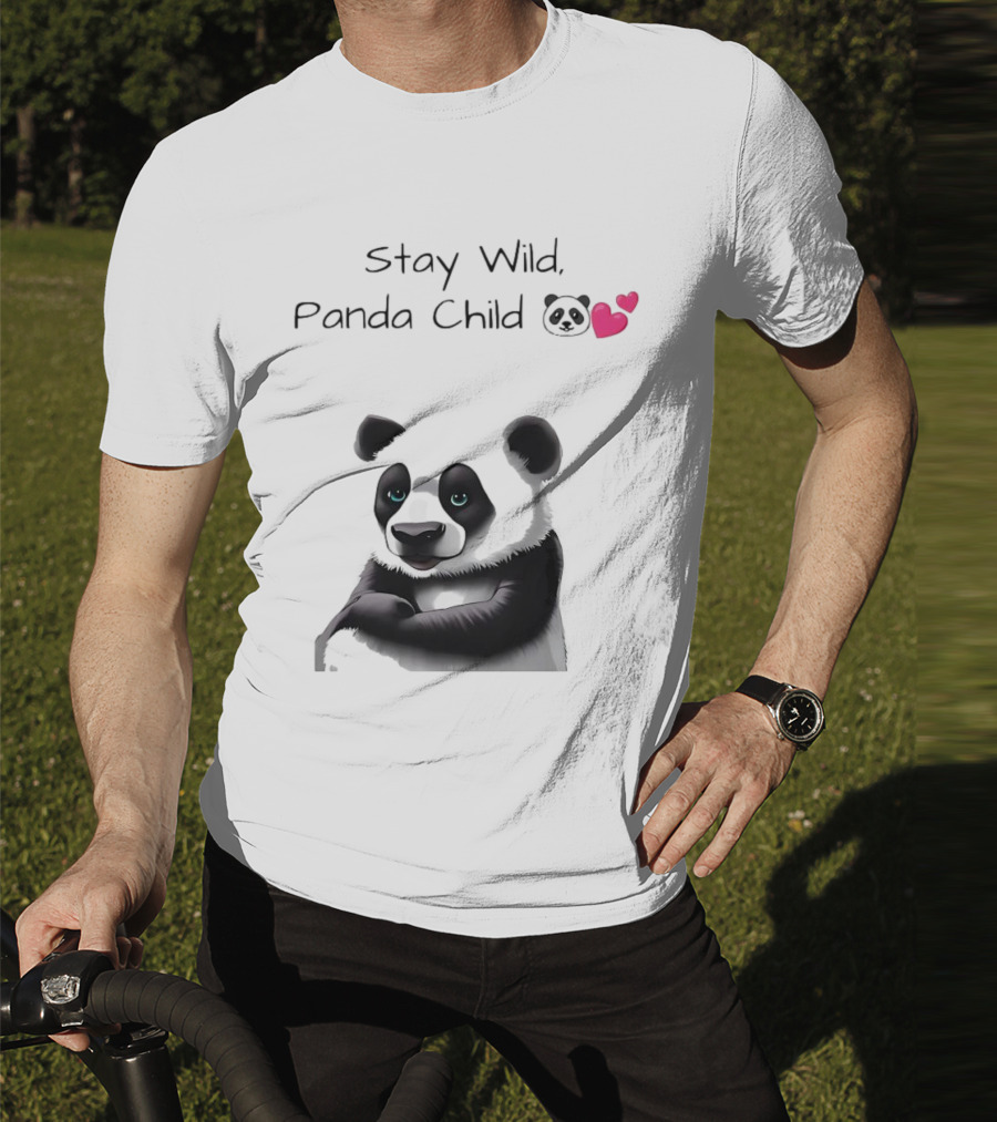 Stay Wild Panda Child Cute Emoji Panda Hearts T-Shirt