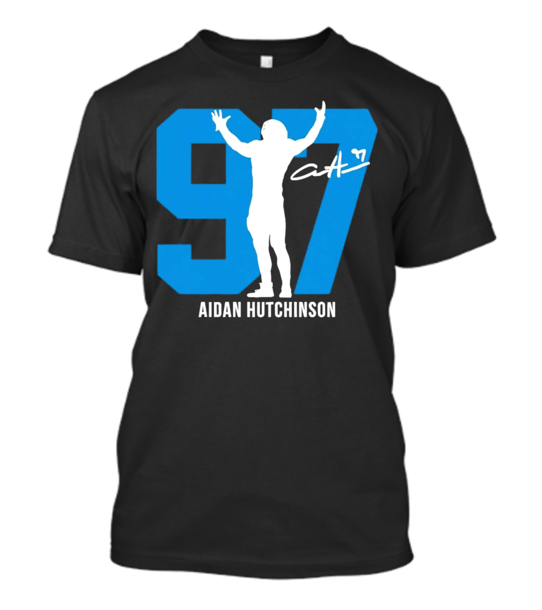Aidan Hutchinson 97 Detroit Lions Silo Signature T-Shirt