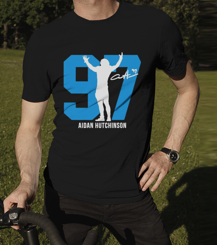Aidan Hutchinson 97 Detroit Lions Silo Signature T-Shirt