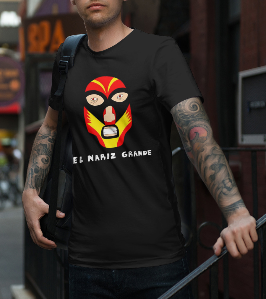 Ariel Helwani El Nariz Grande Mask Red Yellow Black T-Shirt