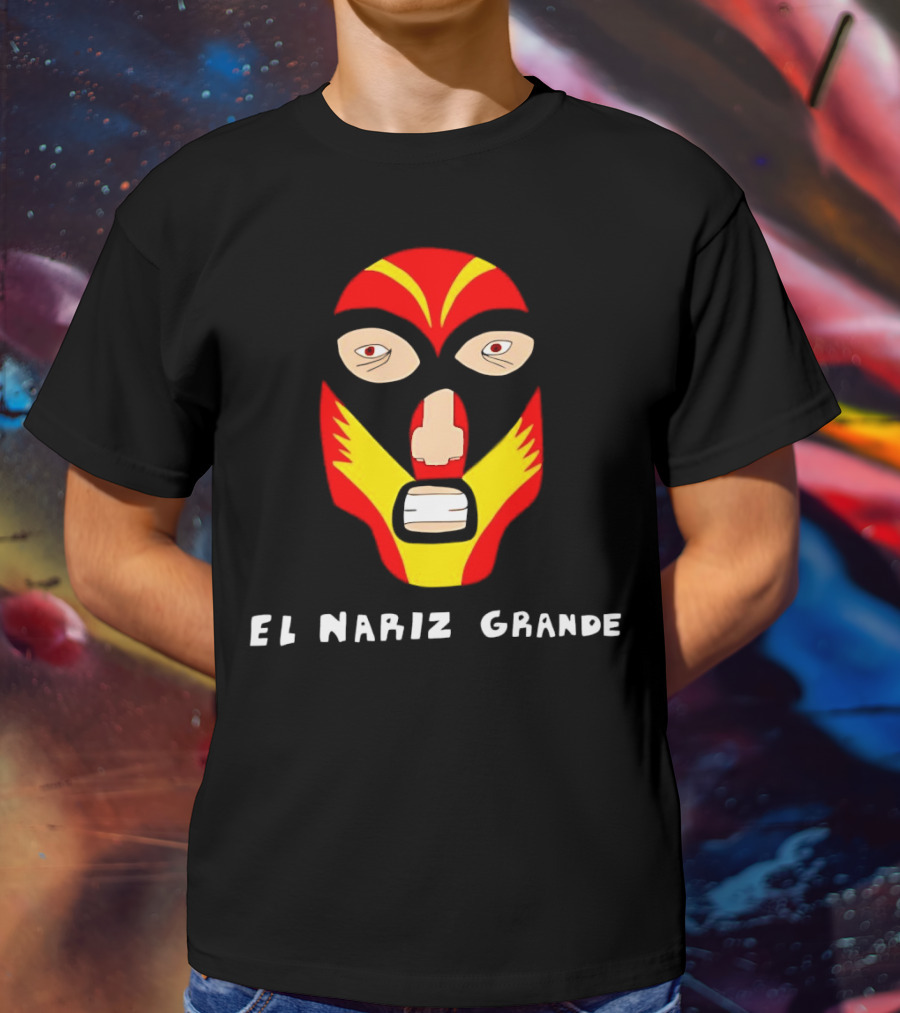 Ariel Helwani El Nariz Grande Mask Red Yellow Black T-Shirt