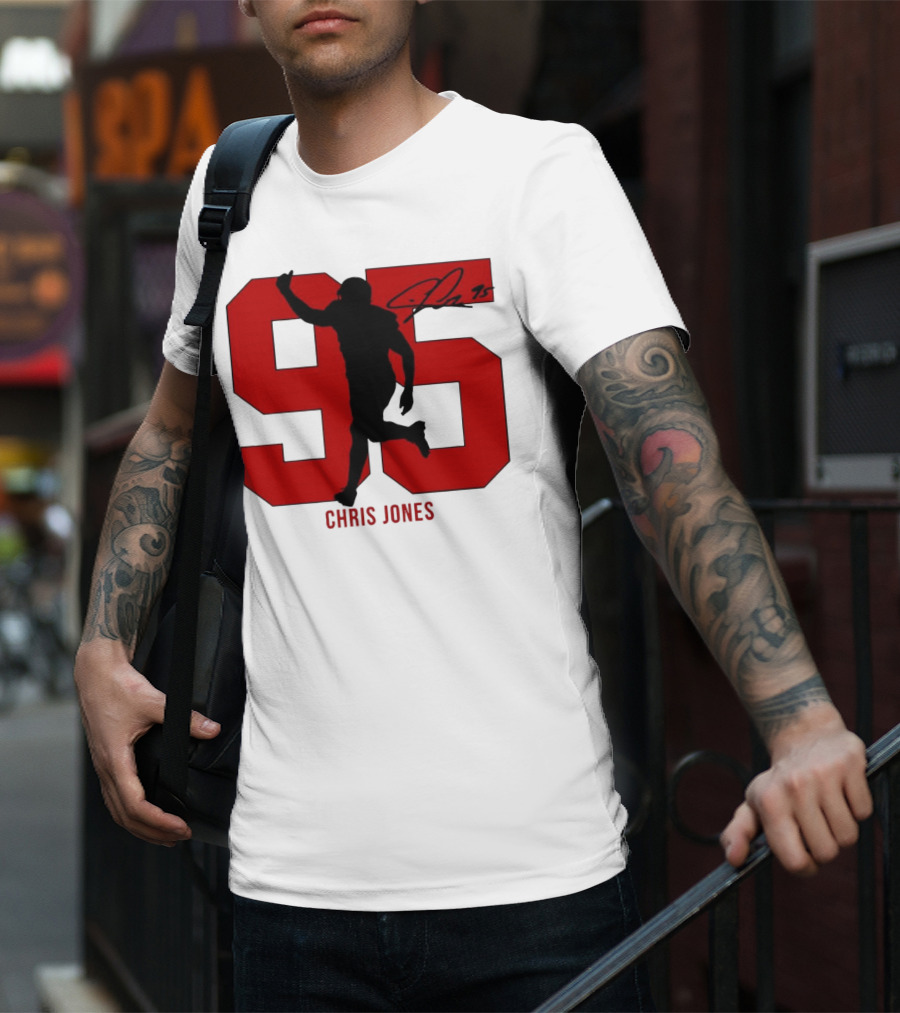 Chris Jones 95 Kansas City Chiefs Silo Signature Action Number T-Shirt