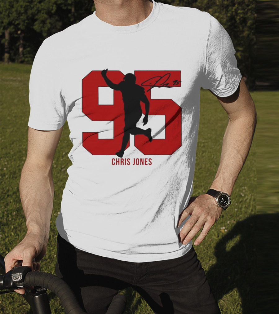 Chris Jones 95 Kansas City Chiefs Silo Signature Action Number T-Shirt