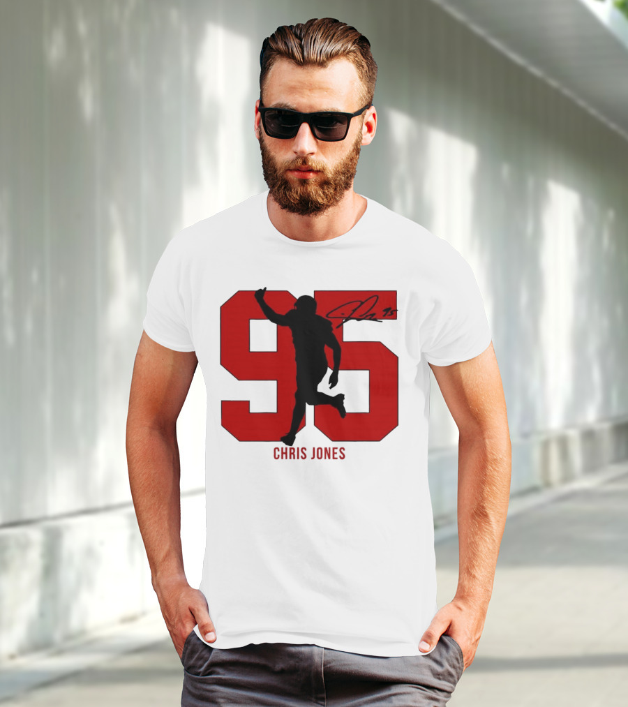 Chris Jones 95 Kansas City Chiefs Silo Signature Action Number T-Shirt