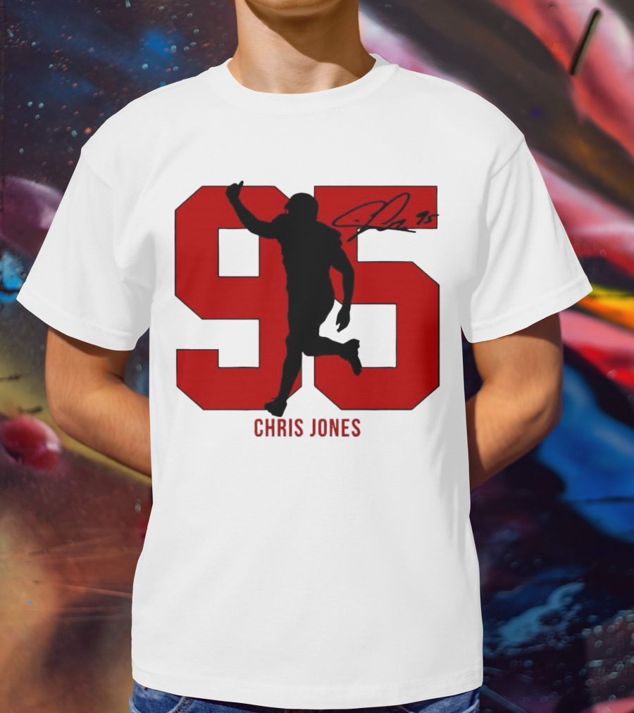 Chris Jones 95 Kansas City Chiefs Silo Signature Action Number T-Shirt