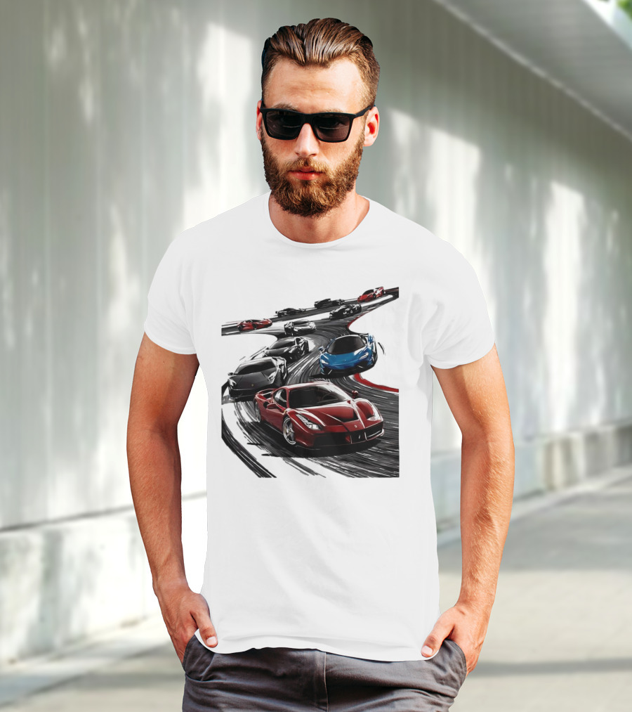 Furious Speed Race Cars Ferrari Lamborghini McLaren Track Racing T-Shirt