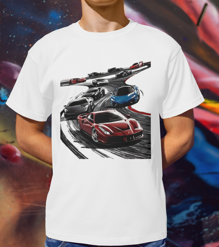Furious Speed Race Cars Ferrari Lamborghini McLaren Track Racing T-Shirt