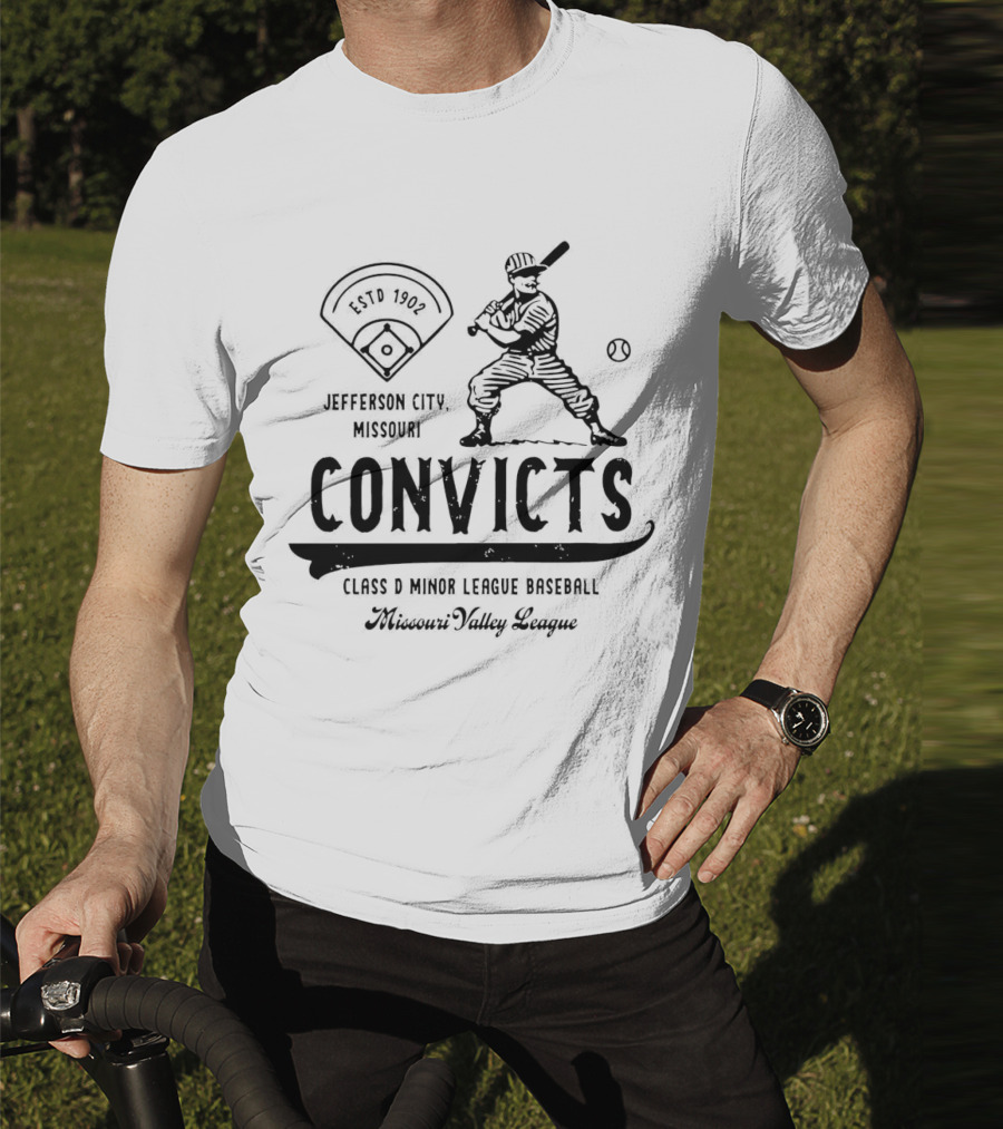 Jefferson City Convicts Missouri Valley League Baseball Estd 1902 T-Shirt