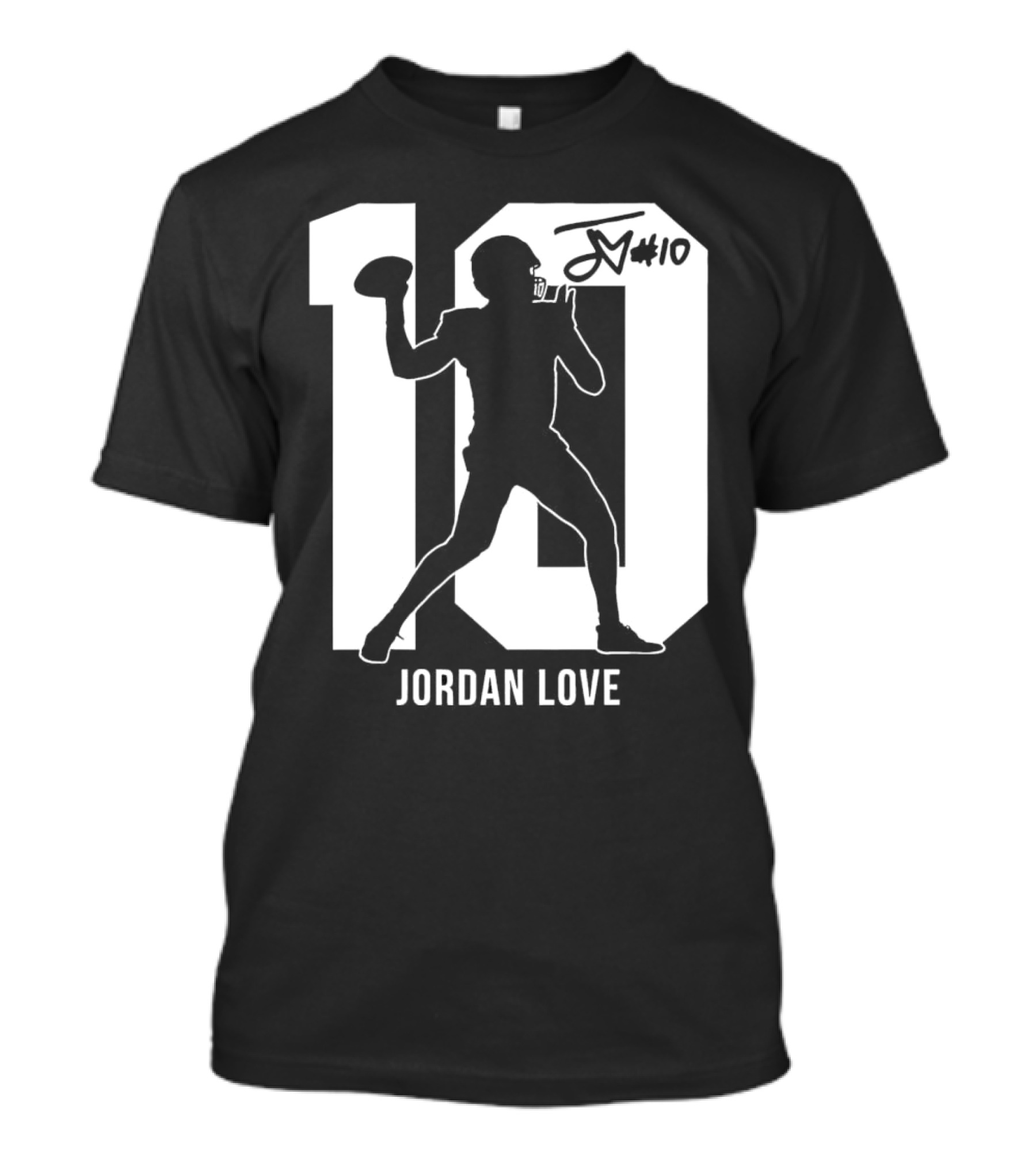 Jordan Love Green Bay Packers Number 10 Silhouette Signature T-Shirt