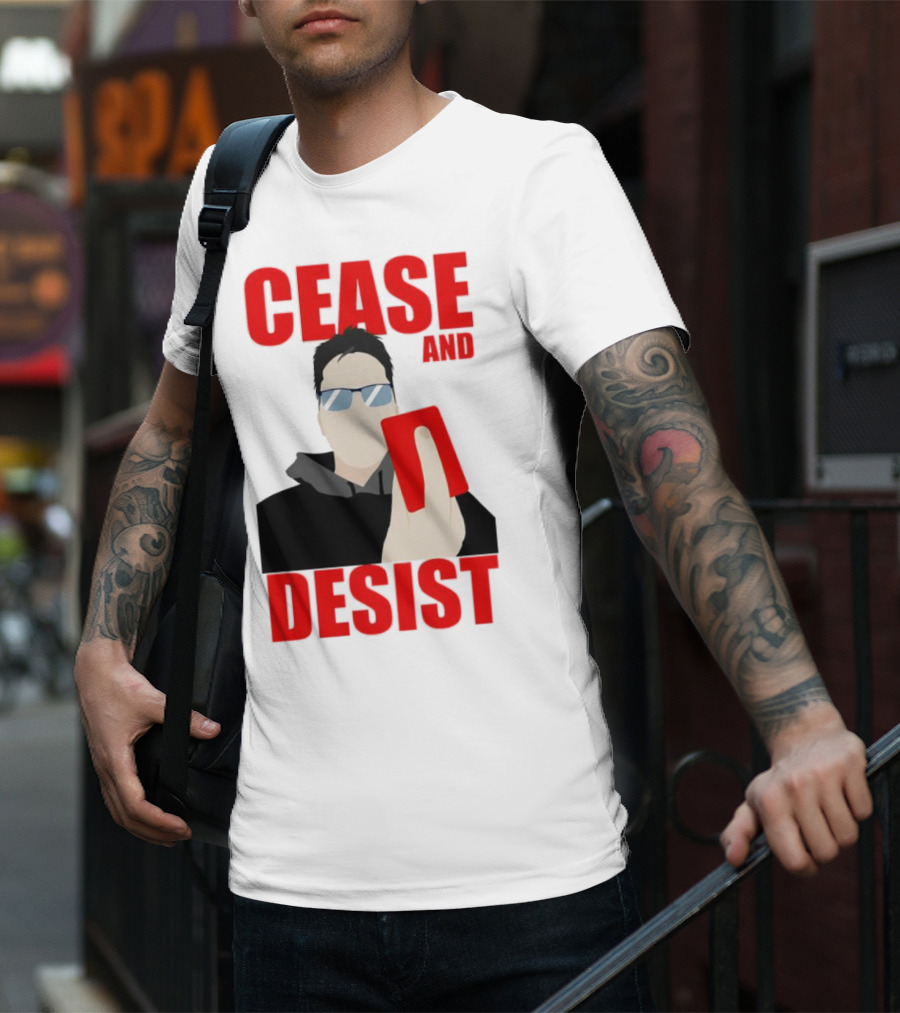 CEASE AND DESIST Red Card Warning T-Shirt