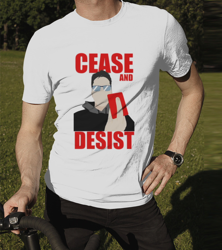 CEASE AND DESIST Red Card Warning T-Shirt