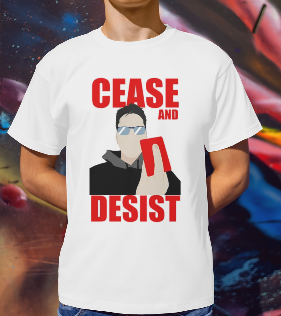CEASE AND DESIST Red Card Warning T-Shirt