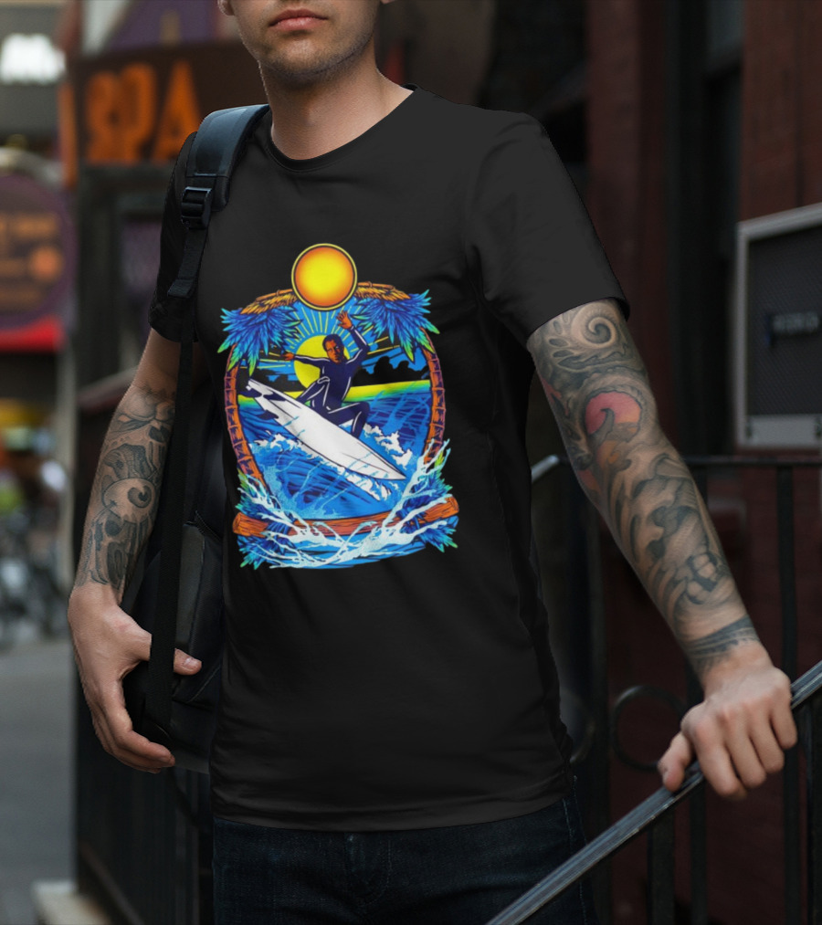 Chill With Water Surfing Under The Sun And Palm Trees T-Shirt