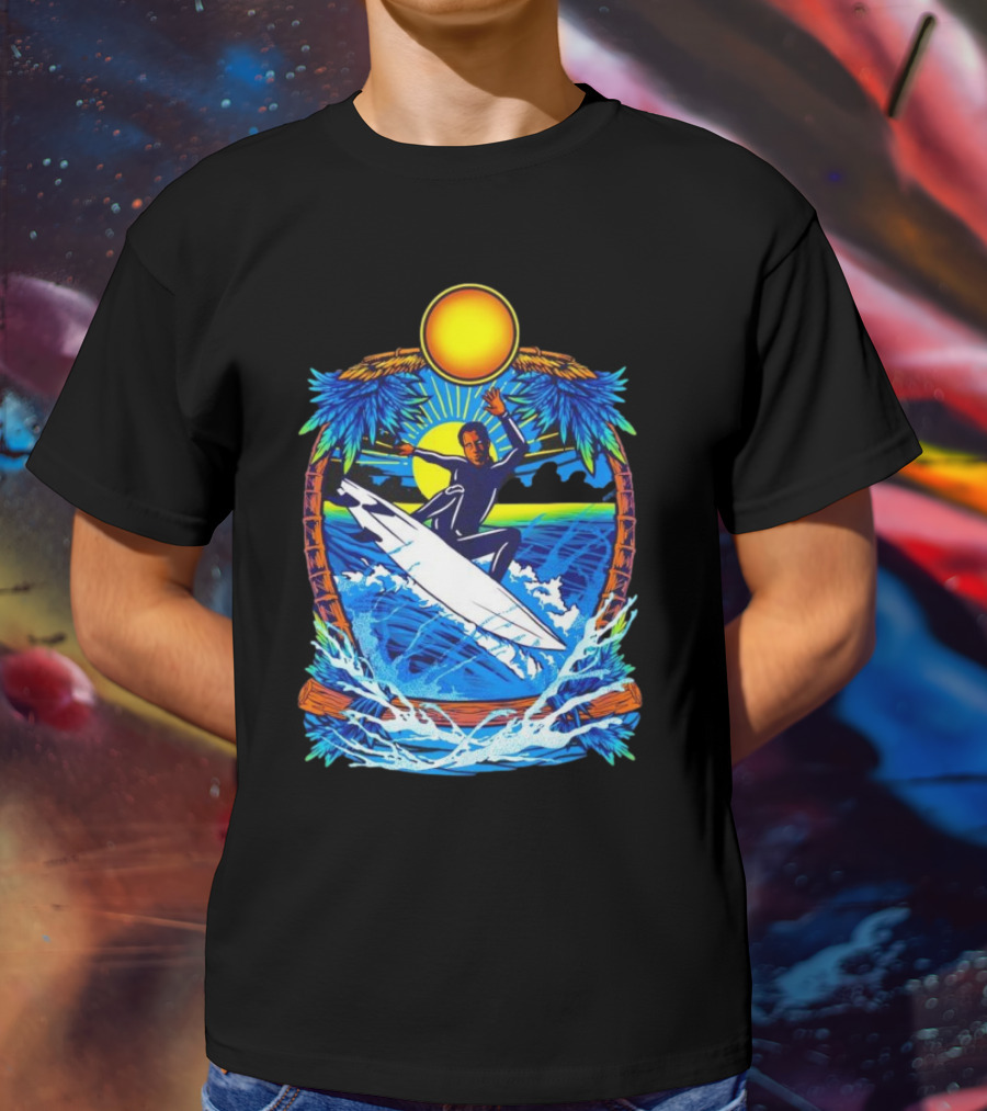 Chill With Water Surfing Under The Sun And Palm Trees T-Shirt