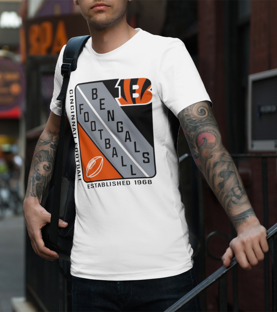 Cincinnati Bengals Football Shield Established 1968 Football Bengals Cincinnati Football T-Shirt