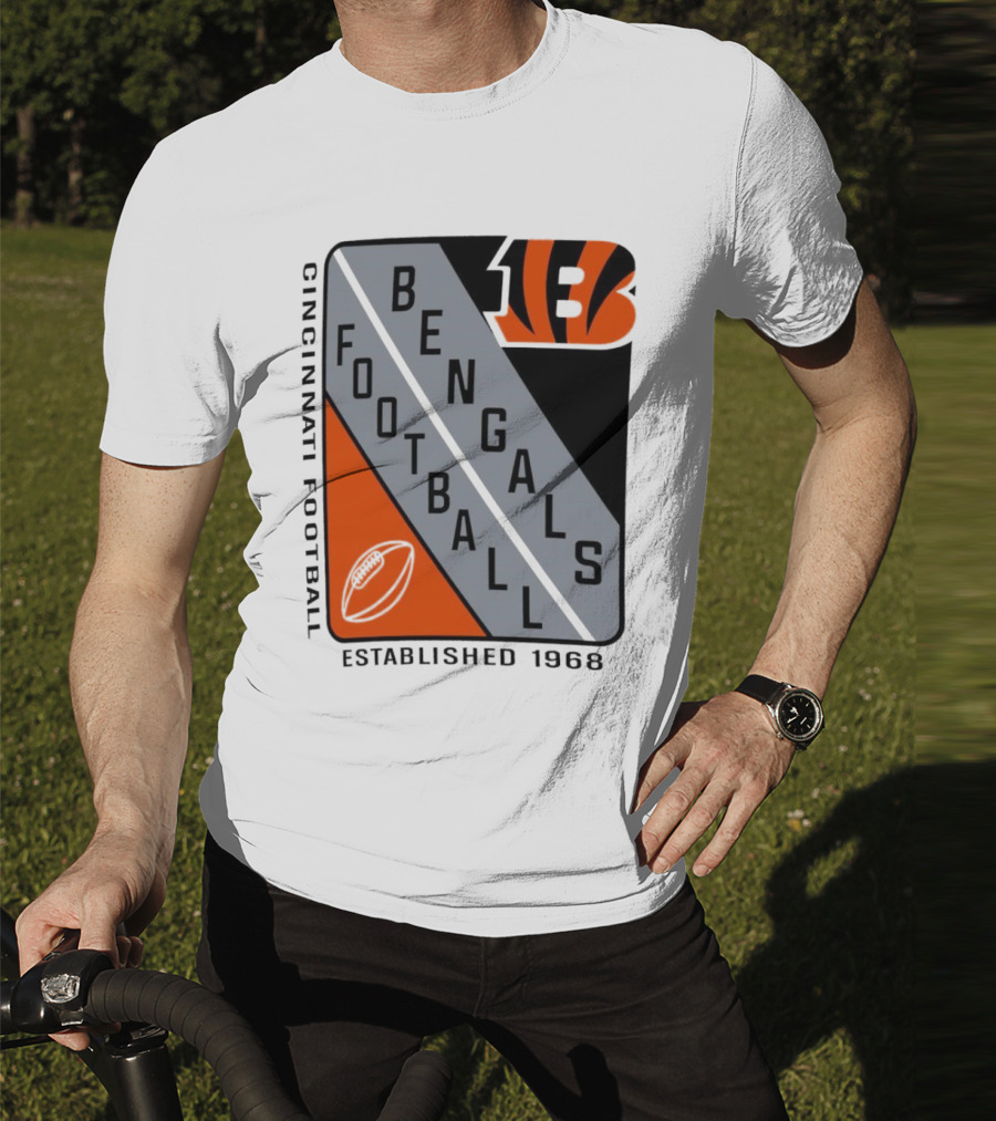 Cincinnati Bengals Football Shield Established 1968 Football Bengals Cincinnati Football T-Shirt