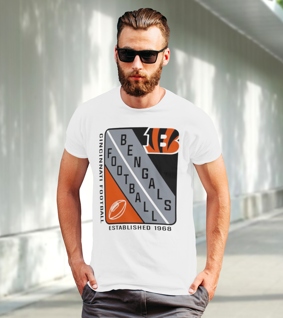 Cincinnati Bengals Football Shield Established 1968 Football Bengals Cincinnati Football T-Shirt