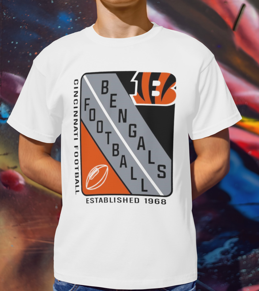 Cincinnati Bengals Football Shield Established 1968 Football Bengals Cincinnati Football T-Shirt