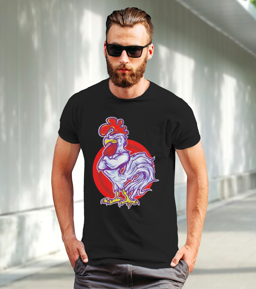 Cookei Chicken Muscle Rooster T-Shirt