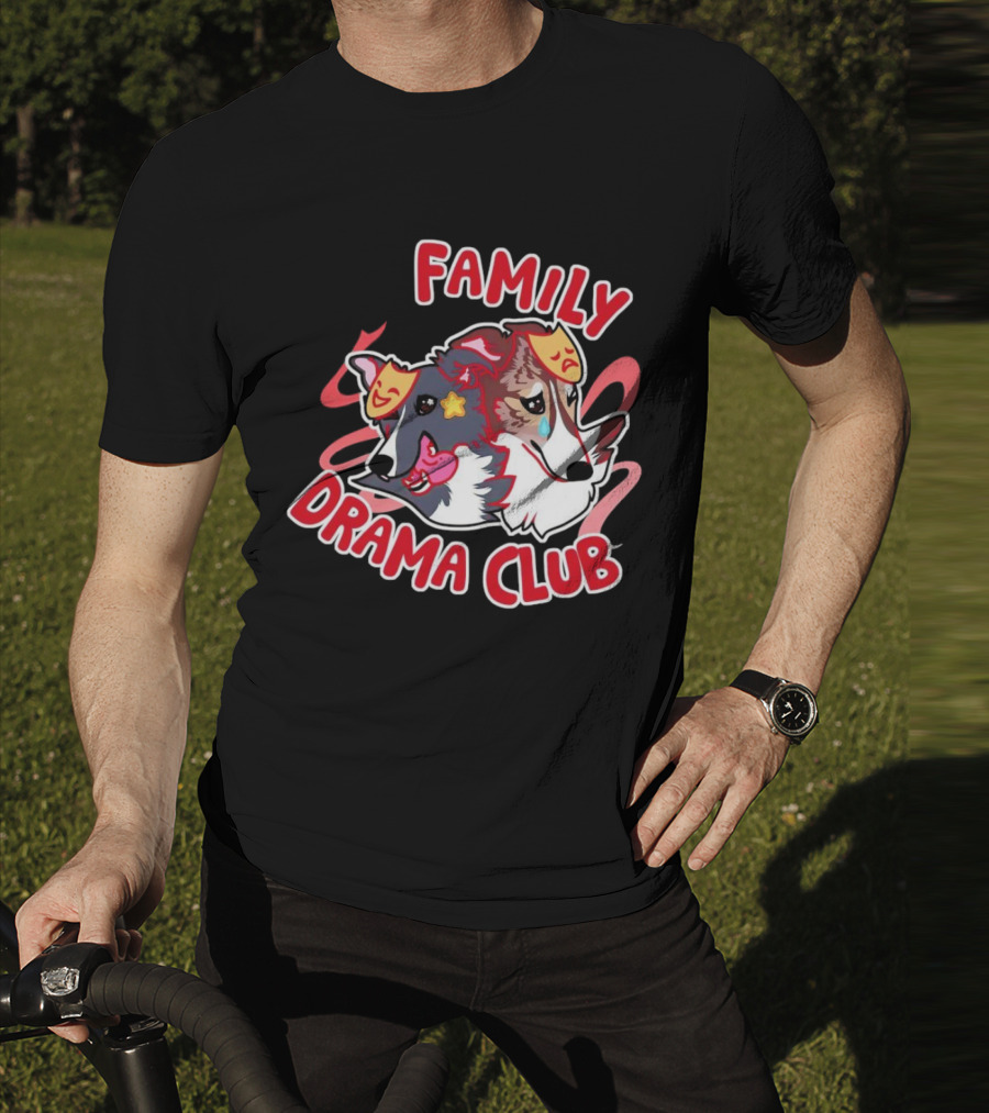 FAMILY DRAMA CLUB Dog Faces With Theater Masks T-Shirt