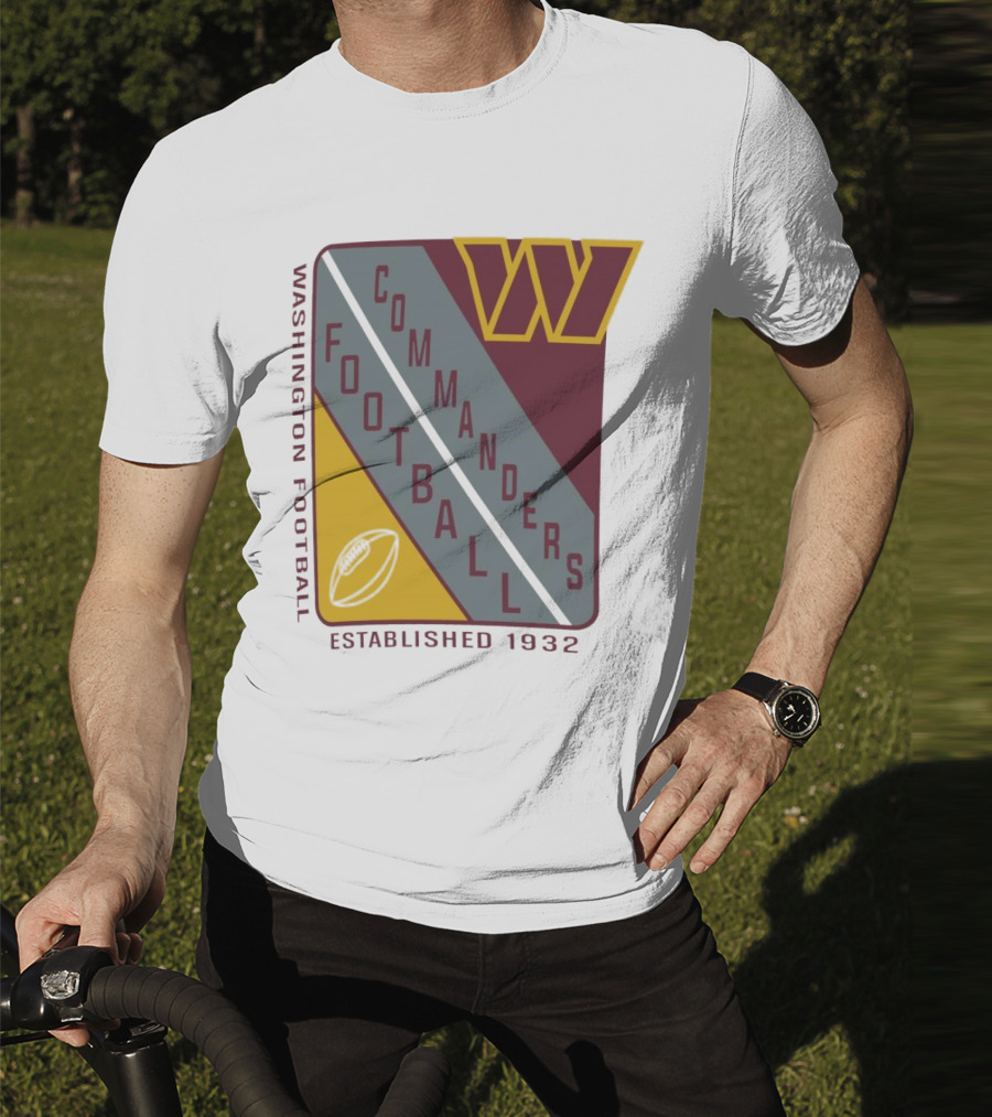 Washington Football Commanders Shield Football Established 1932 T-Shirt