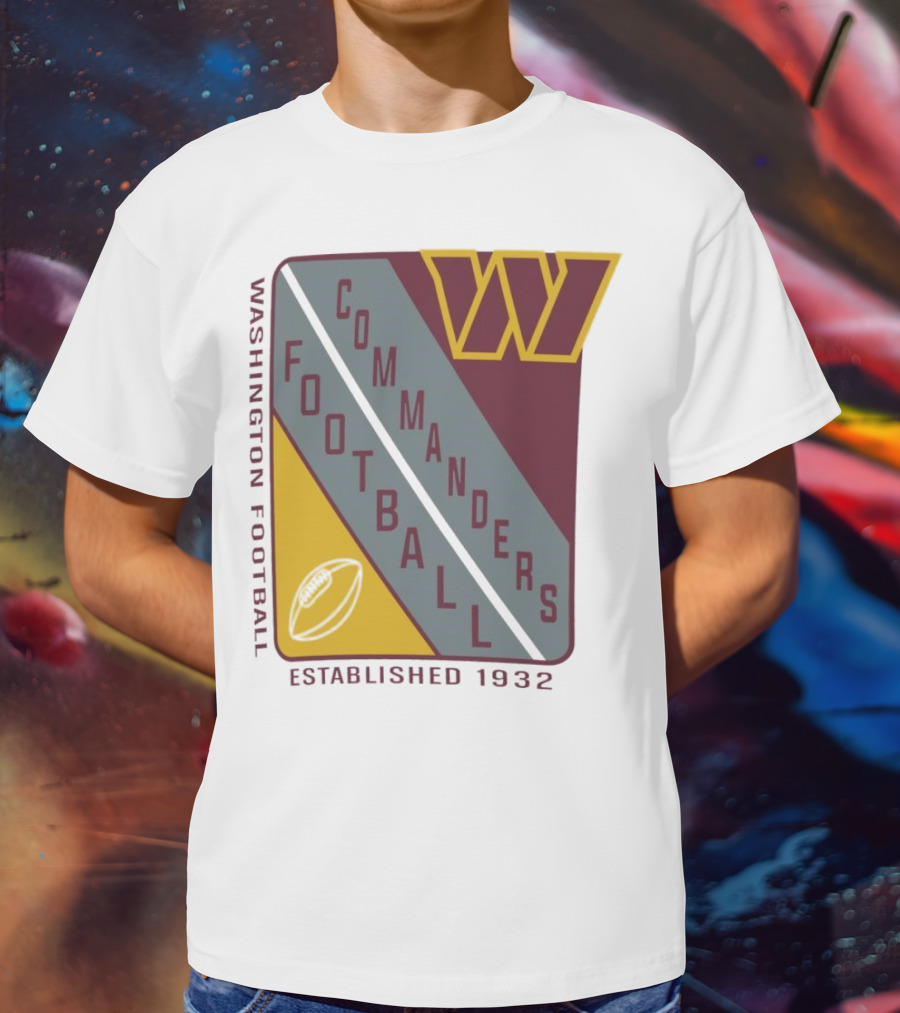 Washington Football Commanders Shield Football Established 1932 T-Shirt