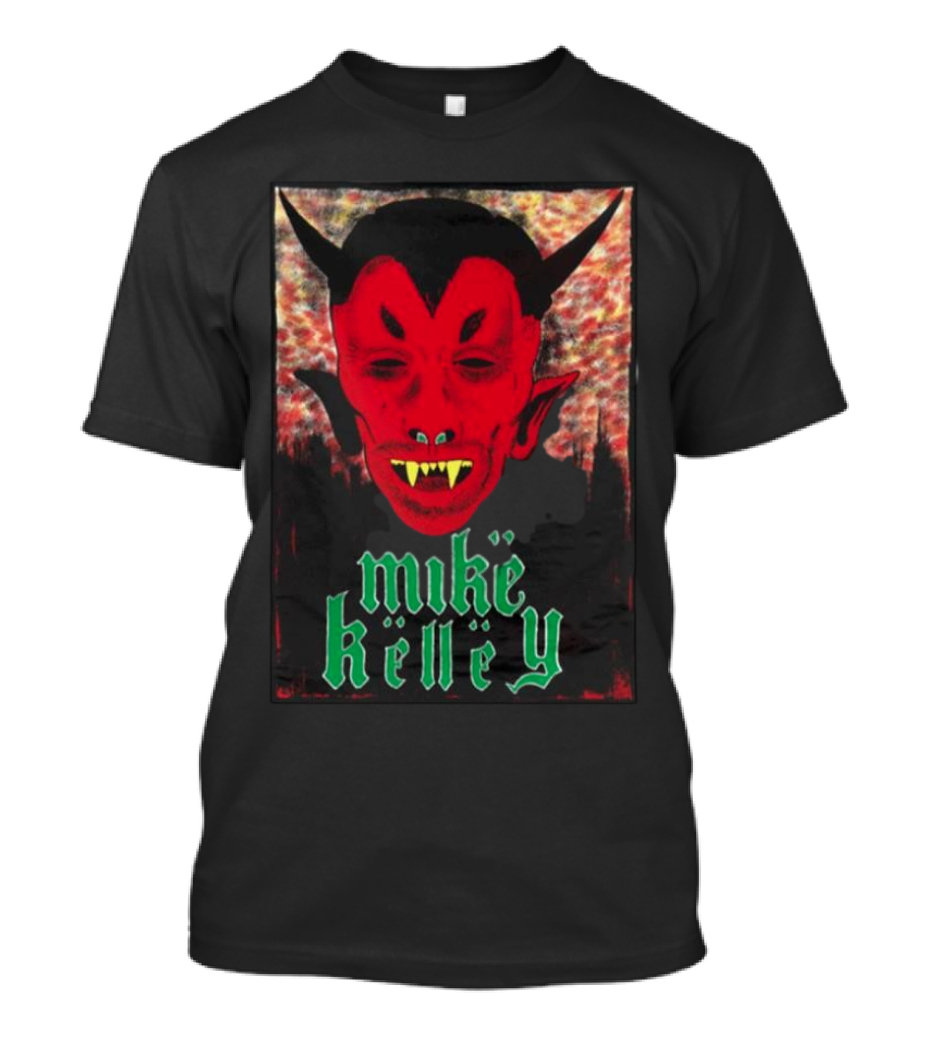 Mike Kelley Satan's Nostrils Devil Face Red With Green Gothic Text T-Shirt