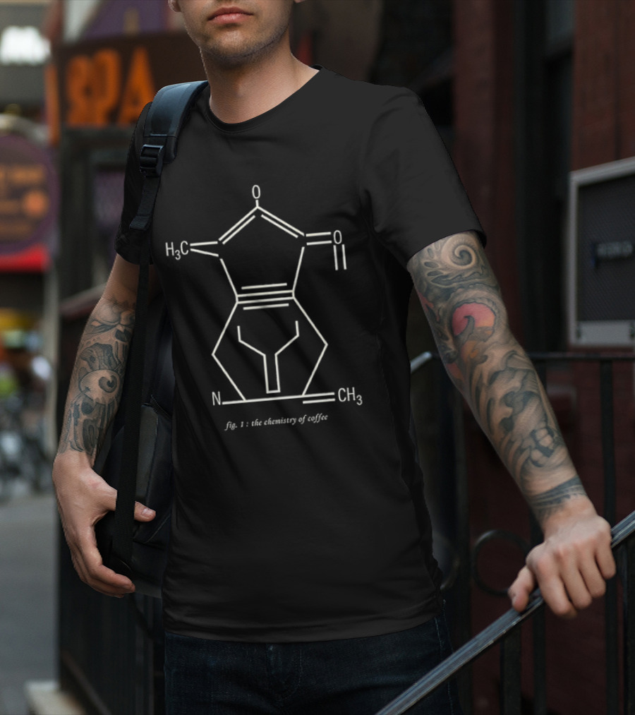 Fig. 1 The Chemistry Of Coffee Molecular Structure T-Shirt