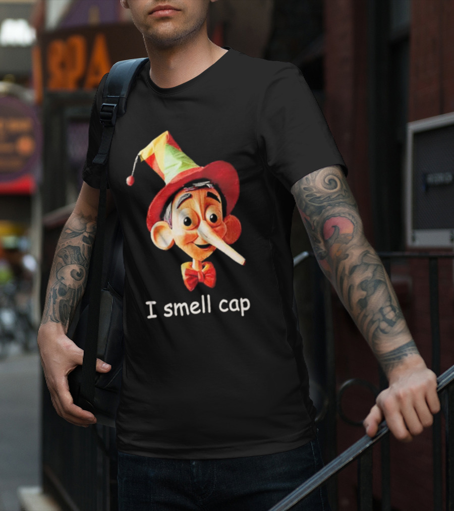 I Smell Cap Puppet Pinocchio With Colorful Hat And Bow Tie T-Shirt