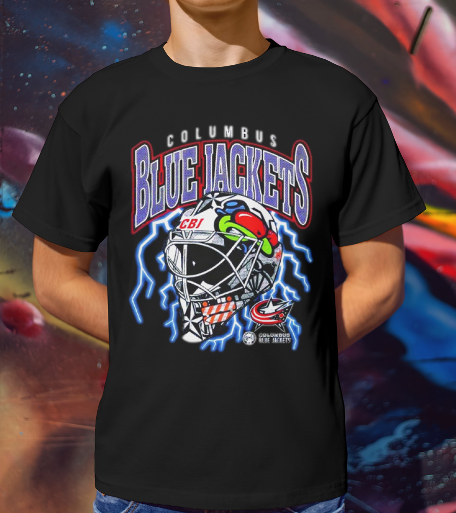 Columbus Blue Jackets CBJ Lightning Goalie Mask T-Shirt