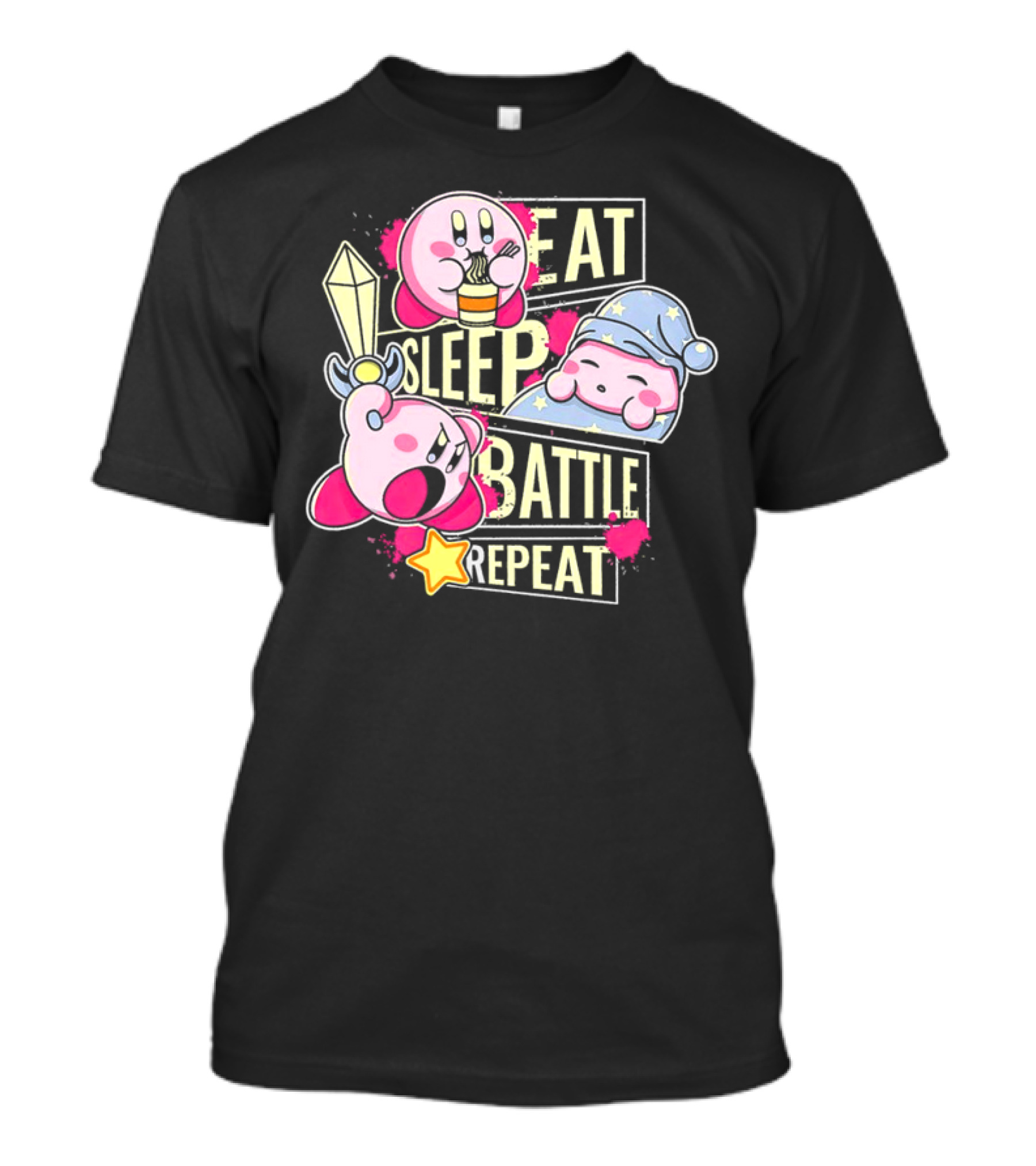 Kirby Eat Sleep Battle Repeat Game Life T-Shirt
