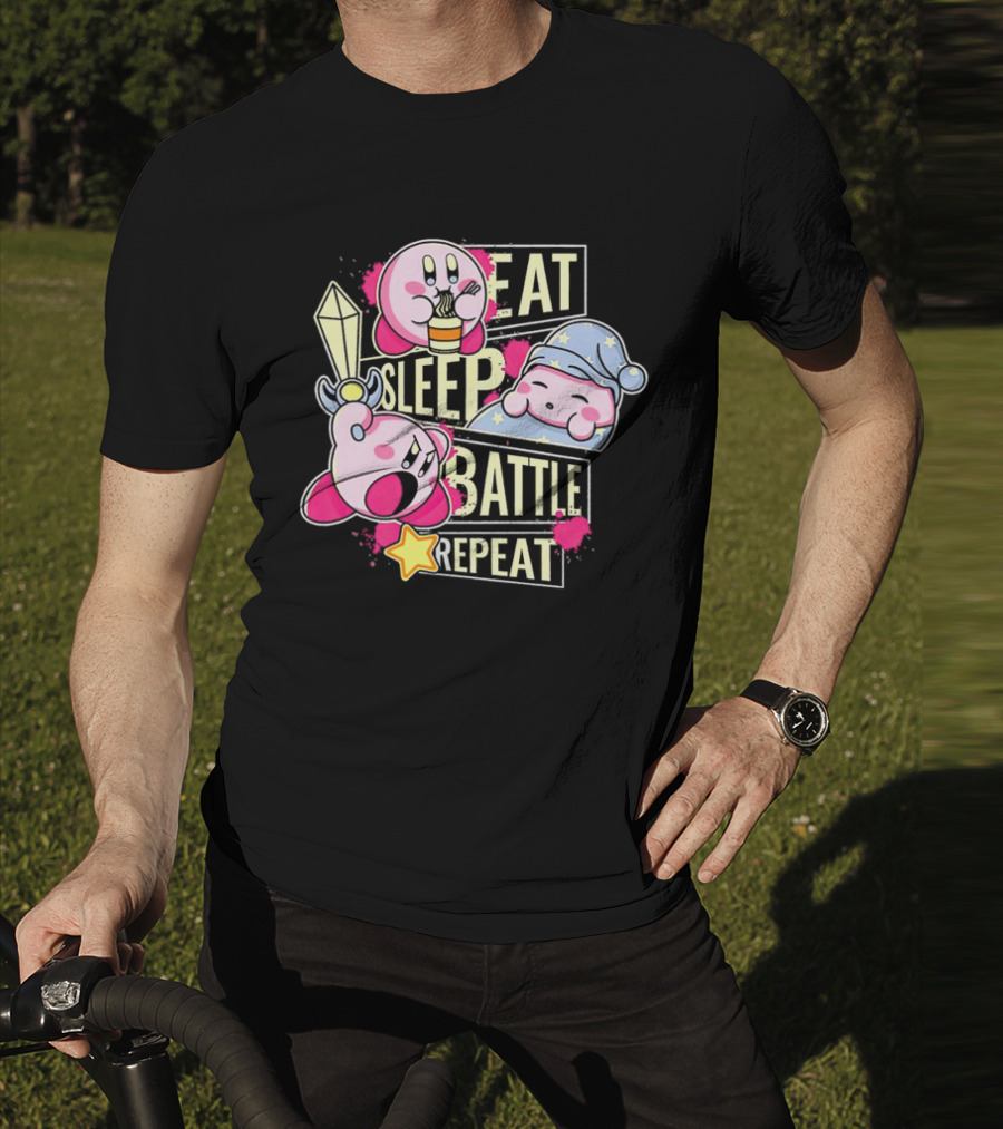 Kirby Eat Sleep Battle Repeat Game Life T-Shirt