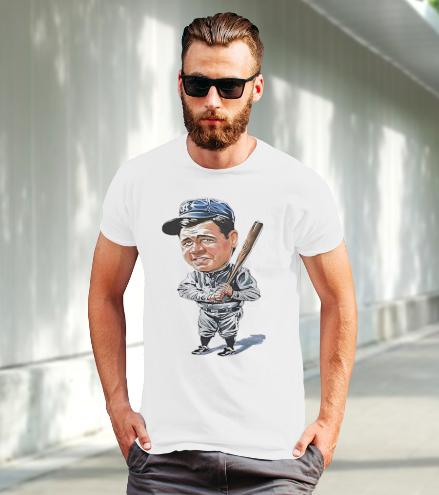 Babe Ruth NY Baseball Retro Caricature T-Shirt