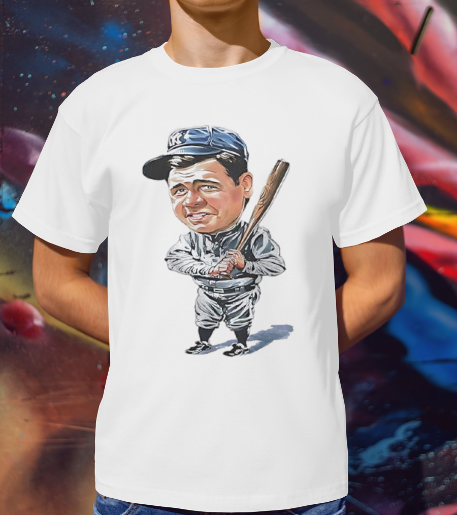 Babe Ruth NY Baseball Retro Caricature T-Shirt