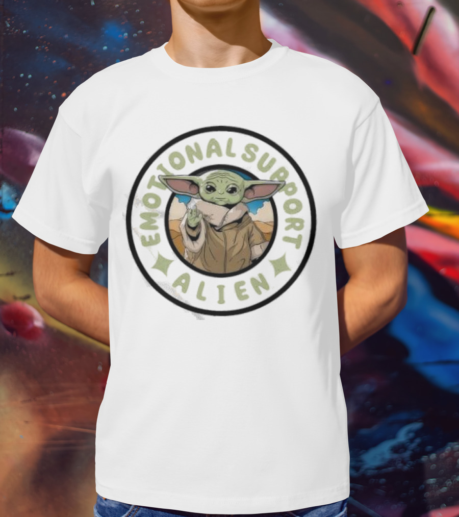 Emotional Support Alien Din Grogu Desert Oasis T-Shirt