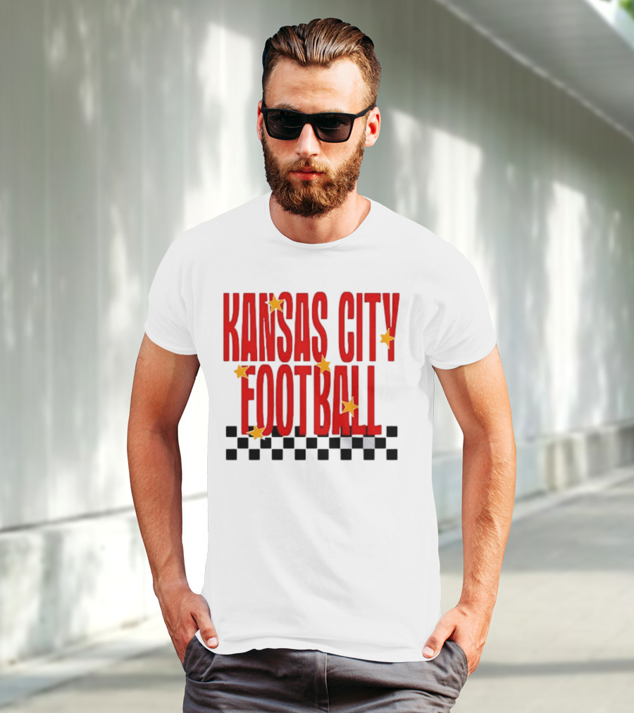 KANSAS CITY FOOTBALL Red Stars Checkerboard Deep Heather T-Shirt