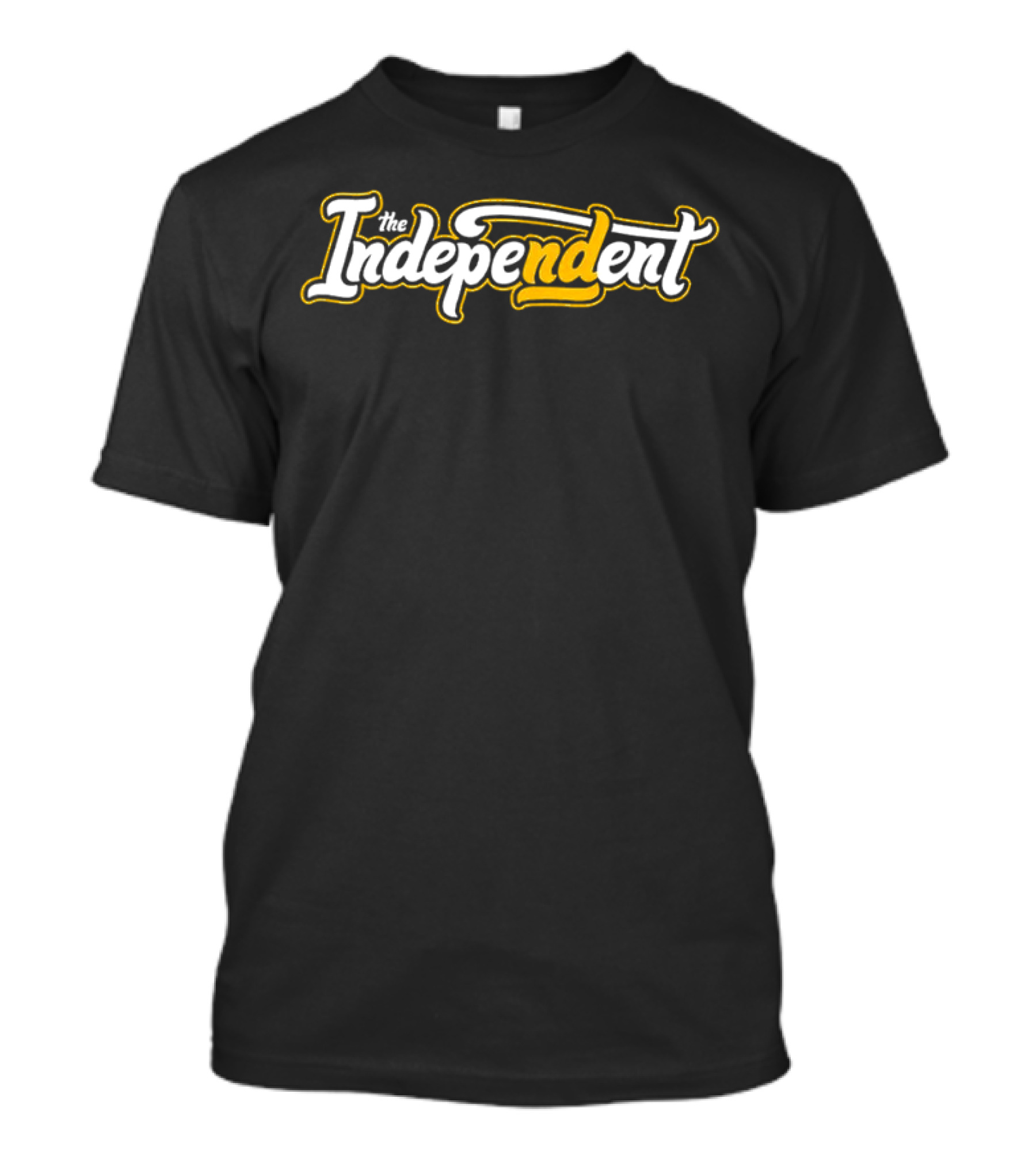 The Independent Podcast Bold Yellow And White Script T-Shirt