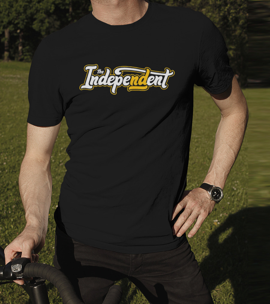 The Independent Podcast Bold Yellow And White Script T-Shirt