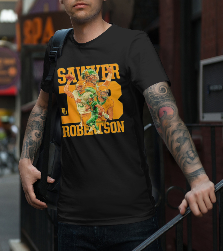 Baylor Bears Sawyer Robertson 13 Football Quarterback BU T-Shirt