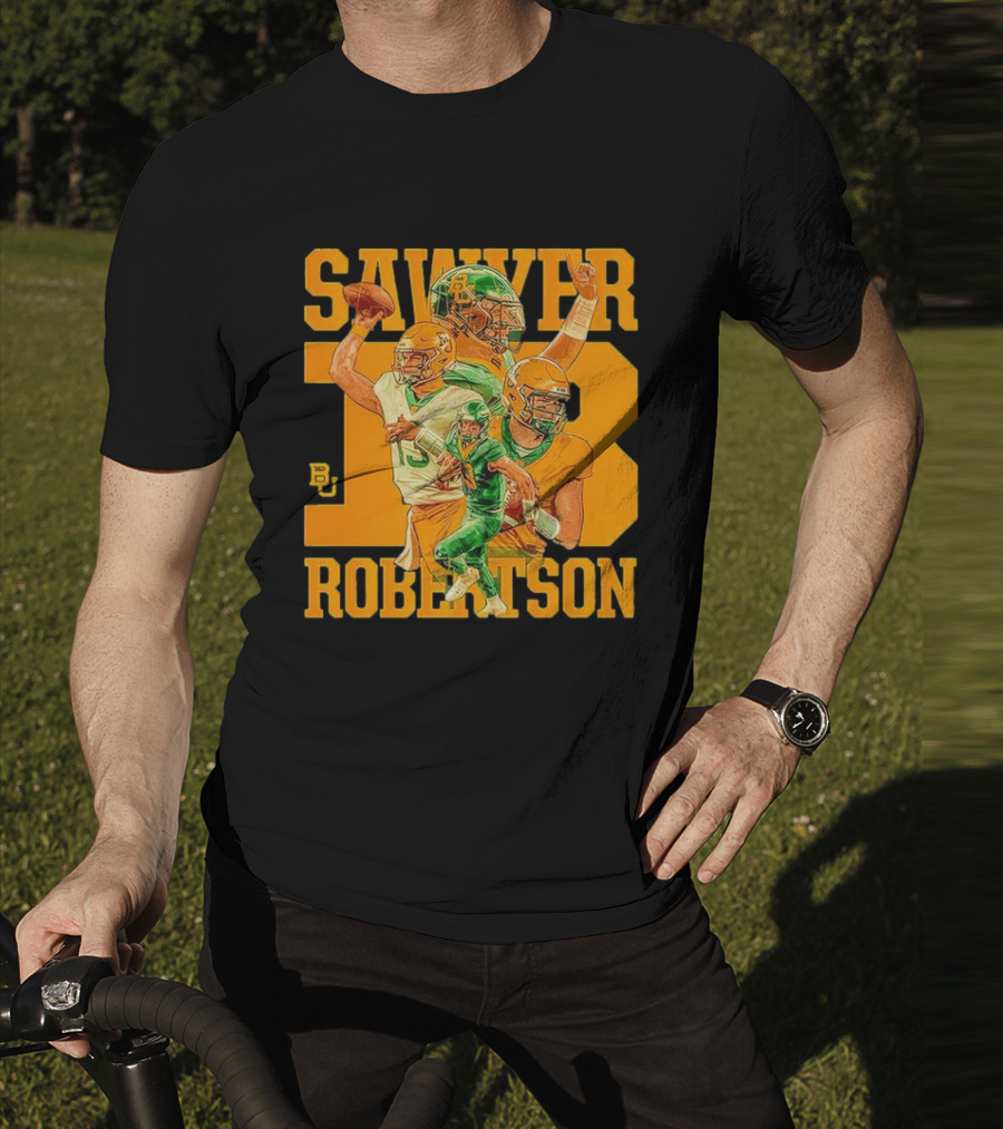 Baylor Bears Sawyer Robertson 13 Football Quarterback BU T-Shirt