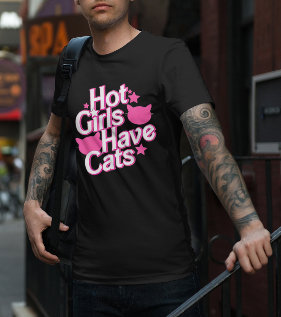 Hot Girls Have Cats Barbie Cats And Stars T-Shirt
