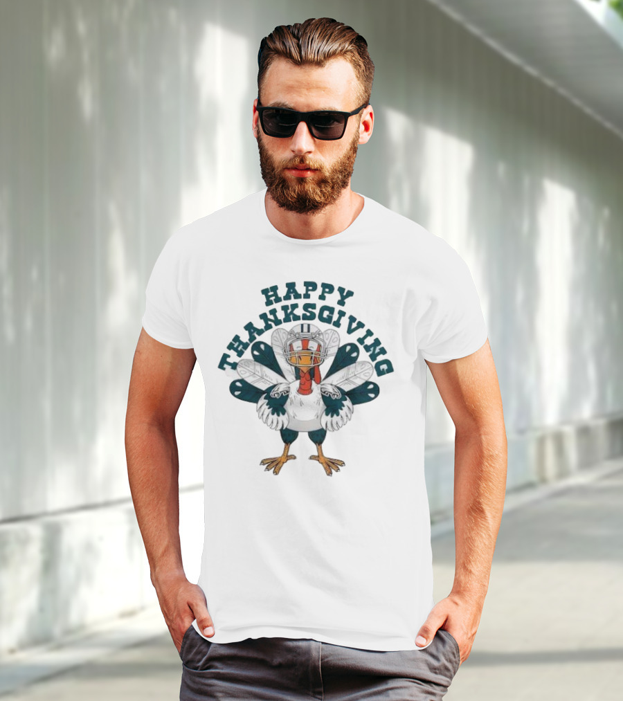 Philadelphia Eagles Turkey Happy Thanksgiving Football T-Shirt