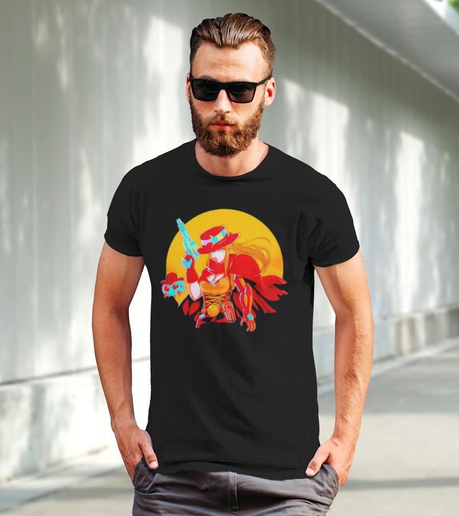 Samus Aran Metroid Marshal With Gun And Hat In Western T-Shirt