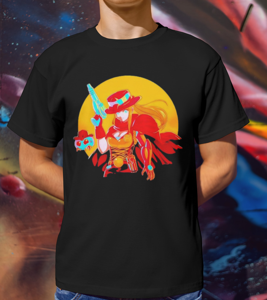 Samus Aran Metroid Marshal With Gun And Hat In Western T-Shirt