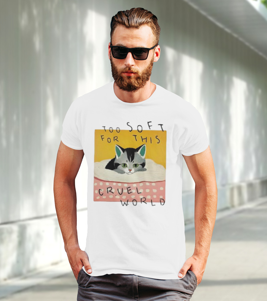 Too Soft For This Cruel World Cat In Cozy Blanket T-Shirt