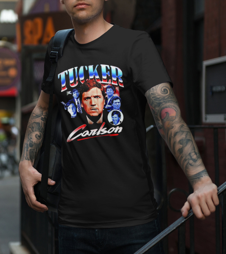 Tucker Carlson Stars And Stripes Faces T-Shirt