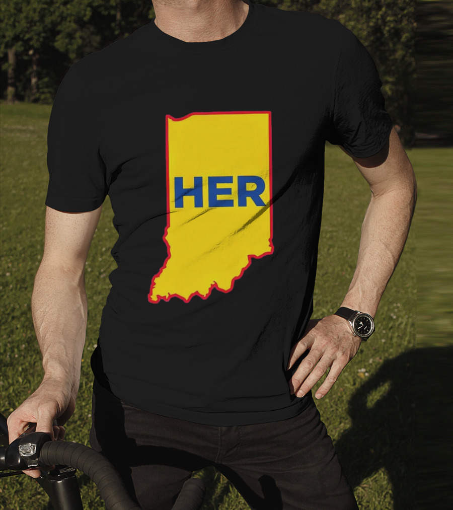 Caitlin Clark Indiana Fever Her State Yellow Map With Blue HER T-Shirt